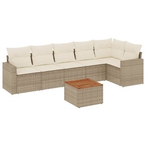 vidaXL Garden Sofa Set Beige, Cream White - 1 of 4