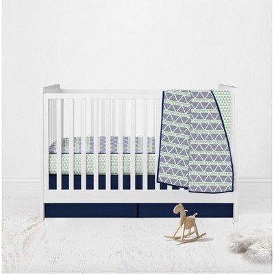 Bacati - Girls Triangles Mint Navy 3 pc Crib Bedding Set