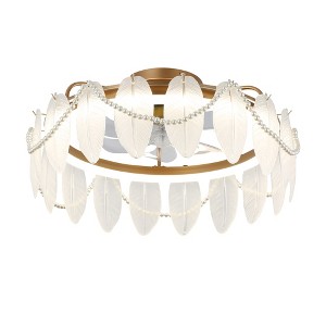 Bella Depot 24" Frech Gold Ceiling Fan Flush Mount Crystal Fan - 1 of 4