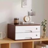 YIYIBYUS Wooden Desktop Storage Box with 2 Lockable Drawers - 2 of 4