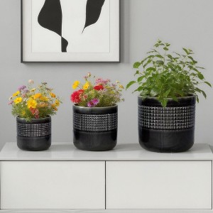 SpassWay 10" Dia Outdoor Indoor Ceramic Planter Pot Decorative Planter with Drainage Hole Patio Flower Pot - 1 of 4