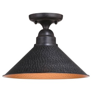 Vaxcel Outland 1 - Light Semi-Flush Mount in  Aged Iron/Light Gold - 1 of 4