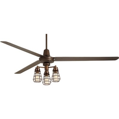 72" Casa Vieja Industrial Indoor Ceiling Fan with Light Kit LED Dimmable Remote Oil Rubbed Bronze Bendlin Cage for Living Room Kitchen