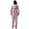 Just Love Womens One Piece Buffalo Plaid Adult Bodysuit Faux Sherling Lined Hoody Pajamas - 4 of 4