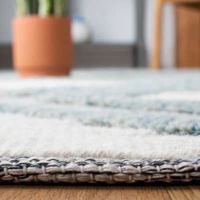 Blue Geometric Hand-Knotted Wool Area Rug, 3' x 5'