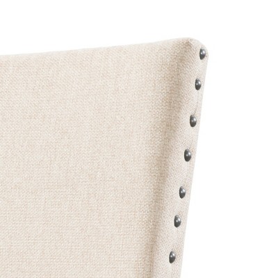 Rustic Cream Linen Upholstered Side Chair with Smokey Walnut Legs