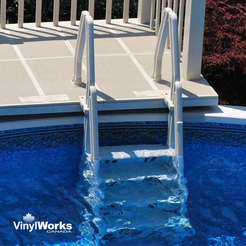 Vinyl Works Adjustable 32 Inch In-Pool Step Ladder for Above Ground Pools, White, 4 of 7