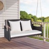 Costway Patio Rattan Porch Swing 2-Person Hanging Chair Cushioned Loveseat for Backyard - 2 of 4