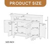 Leovsnove Curved Design Storage Cabinet with 3 Open Spacious Shelves,Storage Sideboard with 4 Doors and Adjustable Shelves - 3 of 4