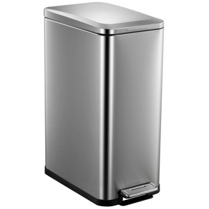 13.2 Gallon Slim Trash Can, Stainless Steel Garbage Can with Removable Inner Bucket, Step-on Waste Bin with Soft-Close Lid for Narrow Space - 1 of 4