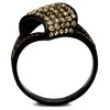 Slickblue Ip Black Pave Ring for Women, Stainless Steel with Smoked Quartz Synthetc Crystals, Crossover Design, 5–10 - 3 of 4