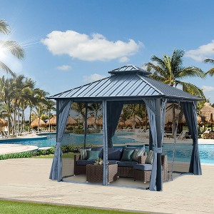 10 x 10FT Hardtop Gazebo With Steel Frame Double Roof, Aluminum Frame Outdoor For Patio, Backyard, Deck And Lawns - 1 of 4