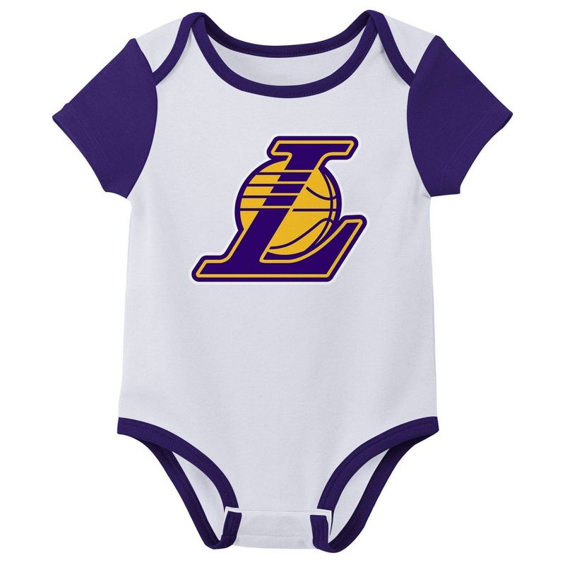 NBA Los Angeles Lakers Infant Boys&#39; 3pk Bodysuit Set, 3 of 5