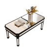 Gulches 48" Silver Mirrored Rectangle Coffee Table - Black Vintage Carved Wooden Legs, Glass Tea Table with Mirrored Finish, Modern Center Table - 4 of 4