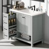 36" Bathroom Vanity with Sink – Freestanding Cabinet with Ceramic Top, 2 Drawers, 2 Doors, Open Shelf,Right-Side Sink,MDF and Solid Wood Construction - 2 of 4