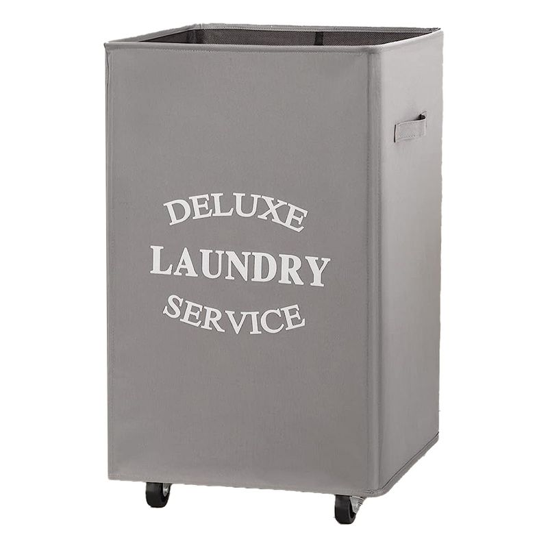 WOWLIVE Foldable Rectangular Deluxe Laundry Service Rolling Clothing Hamper Basket with Lockable Wheels for Laundry or Storage, 2 of 7