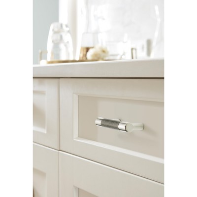 Polished Nickel and Gunmetal Bar Cabinet Pull with Mounting Hardware
