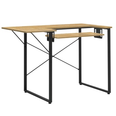 Sew Ready 13406 Dart Wood/Metal Multipurpose Sewing Machine Table Workstation Desk w/ Folding Top for Crafts, Sewing, Laptops, Charcoal Black/Ashwood