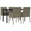 vidaXL 5 Piece Patio Dining Set with Cushions - Gray, 55.1" Table Length, 4 Chairs - 3 of 4