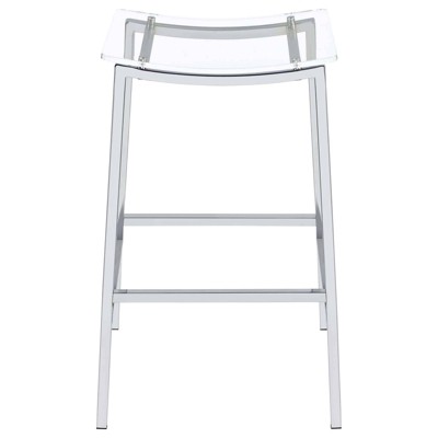 Jovani 29" Clear Acrylic and Chrome Backless Bar Stools Set