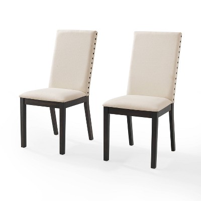 Beige Linen Upholstered Parsons Side Chair Set with Wood Frame
