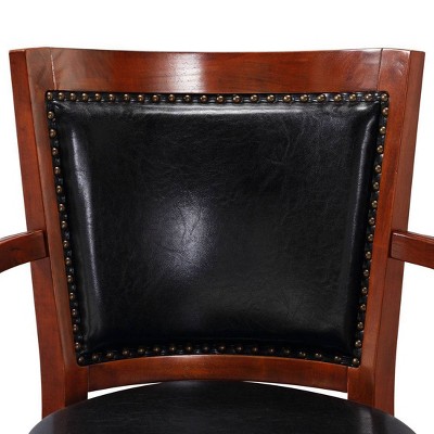 Cherry Wood and Leather Swivel Bar Stool, 44.5" Height