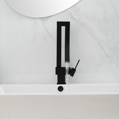 Matte Black Modern High-Arc Single Handle Bathroom Faucet