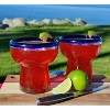 Dos Sueños Mexican Hand Blown Stemless Margarita Glasses - Blue Rim - 14oz - Set of 2 - 4 of 4