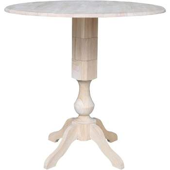 International Concepts 42 inches Round Dual Drop Leaf Pedestal Table - 42.3 inchesH, Unfinished