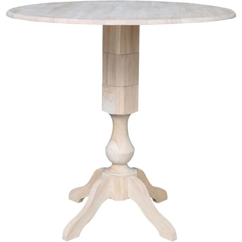 International Concepts 42 inches Round Dual Drop Leaf Pedestal Table - 42.3 inchesH, Unfinished, 1 of 2