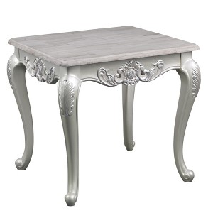 26" Wood Traditional End Table with Silver Champagne Finish for Living Room, Elegant Accent Table for Decor Display - 1 of 4