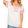 Women's VNECK SHORT SLEEVE TOP WITH PINK DETAIL - Haptics - 2 of 2