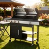 BAOURE 3-Burner Propane Charcoal Combo Grill with Side Burner, 37,230 BTU Hybrid Outdoor Barbecue, Enameled Cast Iron Grids Temperature Control System - 3 of 4