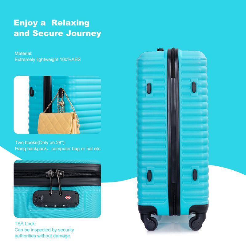 3 PCS Hardshell Luggage Set, ABS Lightweight Spinner Suitcase with TSA Lock (20/24/28)-ModernLuxe, 5 of 14