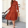 Clearlove Women Long Sleeve Crew Neck Fall Dress Fit Floral Flowy Maxi Dresses Tiered Cocktail Dress - 3 of 4