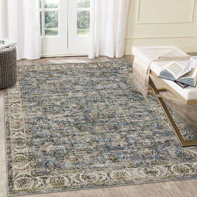 Vintage Washable Area Rug, Non-Slip Low Pile Carpet, Large Soft Floor Cover for Living Room Bedroom Dining Room Nursery