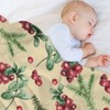 FIONECA Christmas Cranberry And Pine Branch Watercolor Pattern Warm Fleece Blanket Holiday Decorative Cozy Throw Blanket 30x40 inches - 4 of 4
