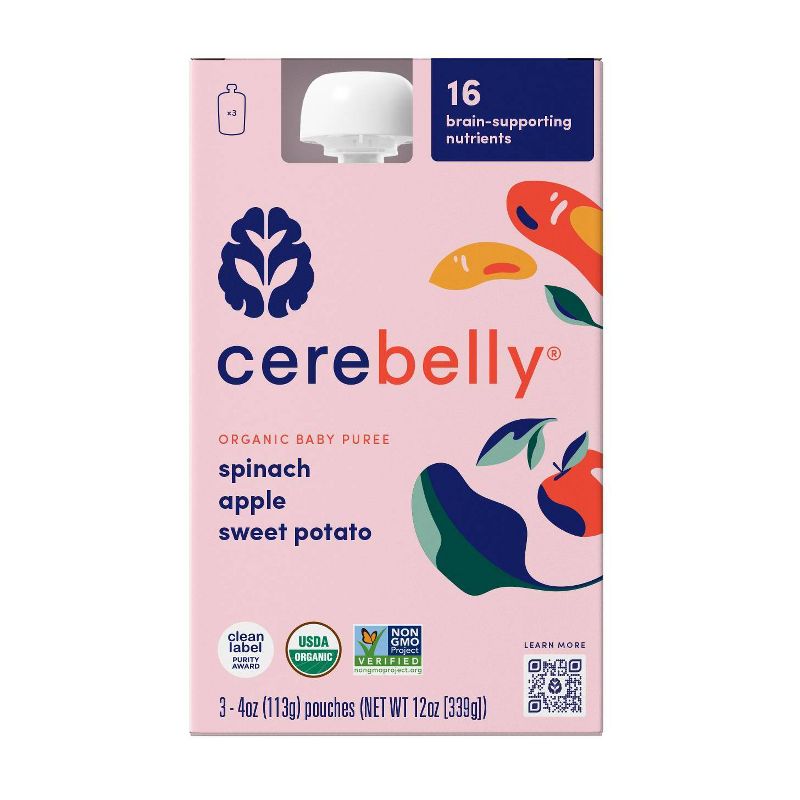 Cerebelly Spinach Apple Sweet Potato Baby Meals Multipack - 4oz/3pk, 1 of 6