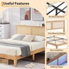 Coolmee Full/Queen Size Bed Frame with Natural Rattan Headboard and LED Lights, Boho Wooden Platform Bed with Strong Wooden Slats, Noise-Free - 4 of 4