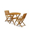 East West Furniture 3-Pc Outdoor Bistro Set Contains a Wood Folding Table & 2 Outdoor Folding Chairs Suitable for Garden, Terrace, Bistro, & Porch - 3 of 4