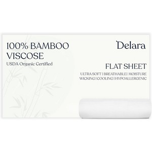 Delara 100% Organic Viscose Derived from Bamboo - Ultra-Soft, Cooling, and Moisture-Wicking, Luxury Flat Bed Sheet for Hot Sleepers - 1 of 4