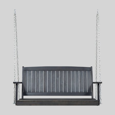 Tambora Acacia Wood Patio Porch Swing Gray - Christopher Knight Home: Weather-Resistant, 2-Seater with Hanging Hardware