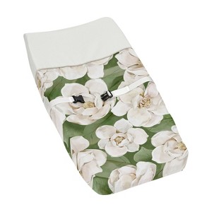Sweet Jojo Designs Girl Changing Pad Cover Watercolor Magnolia Green and Ivory - 1 of 4