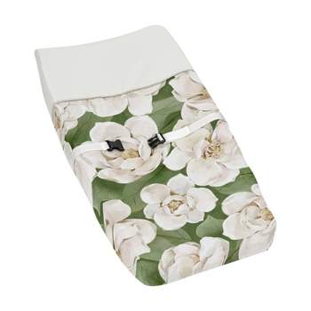 Sweet Jojo Designs Girl Changing Pad Cover Watercolor Magnolia Green and Ivory