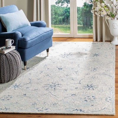 Light Blue Ivory Hand-Tufted Wool 4' x 6' Area Rug