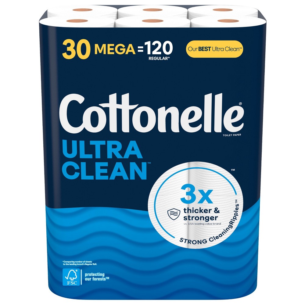 Cottonelle Ultra Clean Strong Toilet Paper - 30 Mega Rolls
