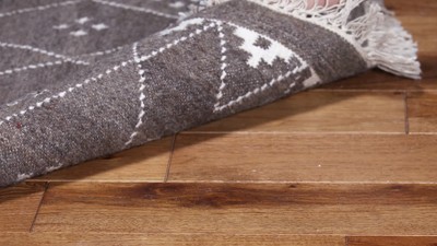 Natural Ivory Wool and Viscose Handwoven Runner Rug