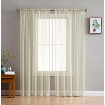 HLC.ME Sheer Voile Transparent Window Treatment Rod Pocket Curtain Panels - Set of 2
