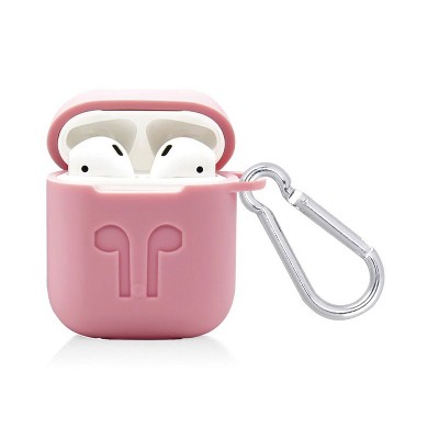 Valor Rubber Soft Silicone Case Cover w/ Hookups Compatible with Apple AirPods/AirPods 2, Pink