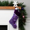 Northlight 20" Purple and Silver Glittered Floral Christmas Stocking with Shadow Velveteen Cuff - 2 of 4